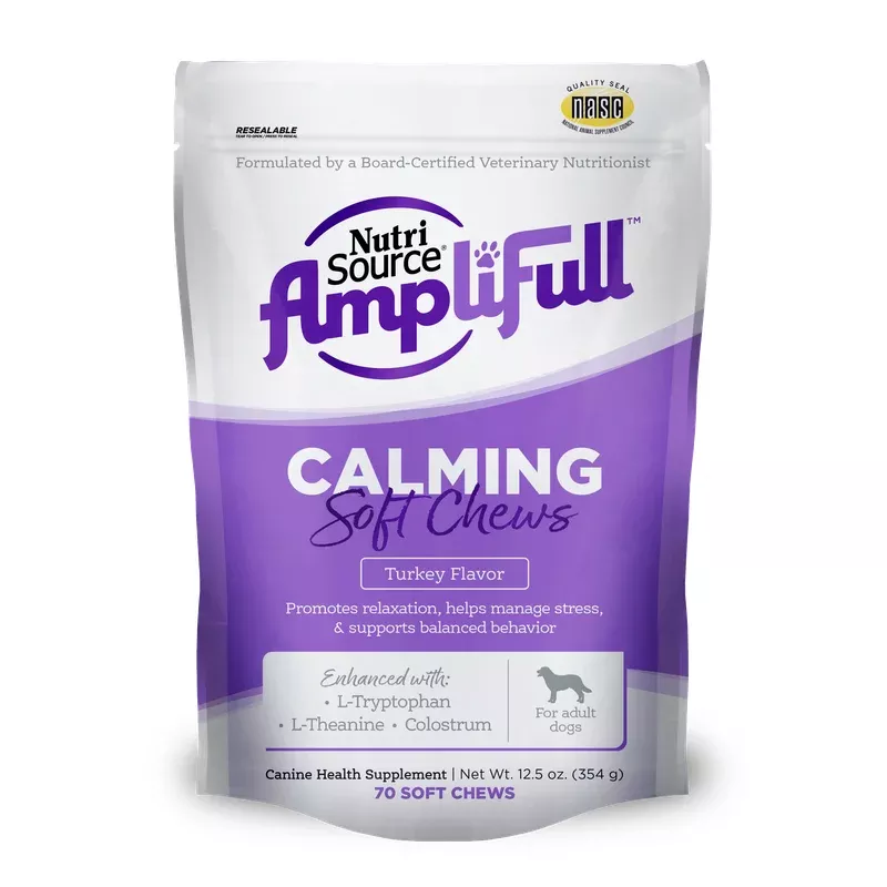 NutriSource AmpliFull Calming Soft Chews Dogs Supplement Turkey 70 ct