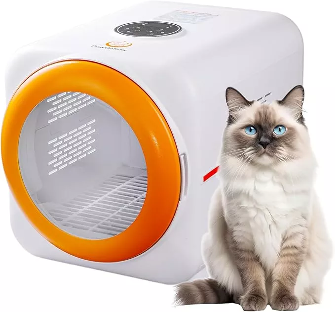 Pet Dryer Box with LED 30 Million Negative Ions&Multi-Function, 360° Efficient Automatic and Quite Box for Cats, Dogs, Smart Touch Screen Temperature Control, Safe Design for Pet Hair Dryer