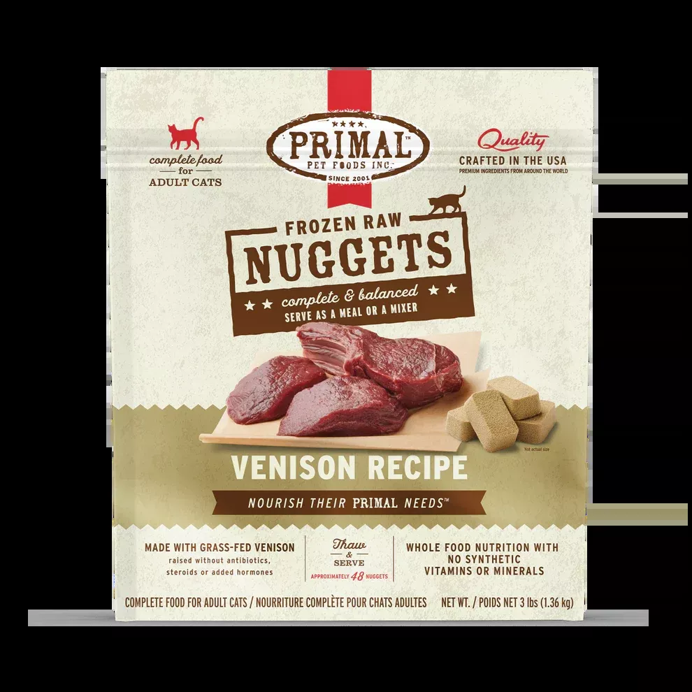 Primal Nuggets Frozen Raw Cat Food - Venison - 3lb Bag