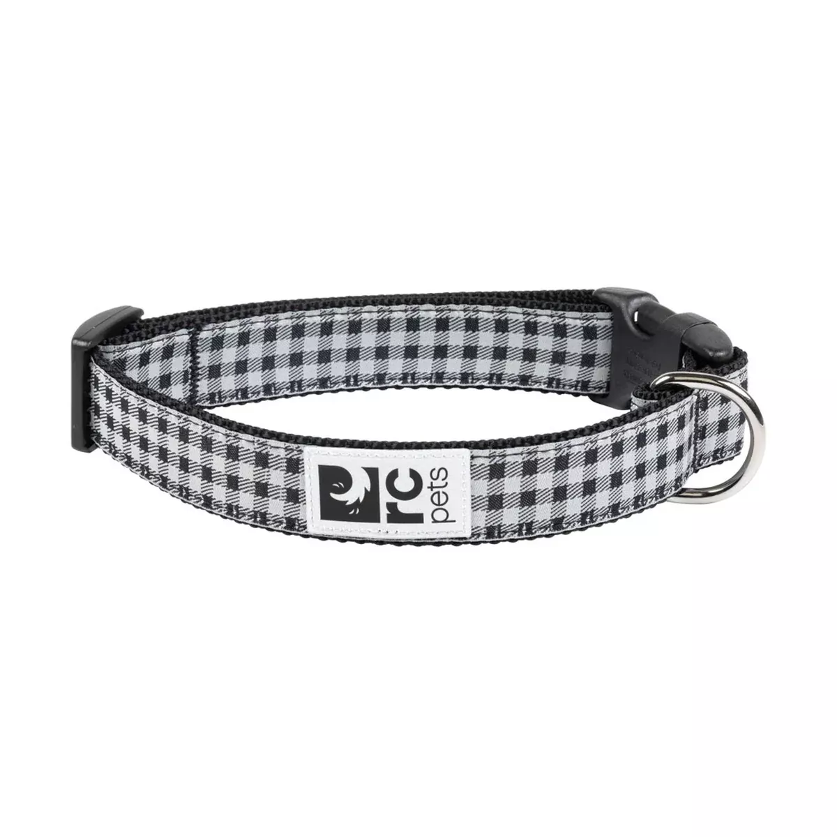 RC Pet Products Clip Dog Collar Large 1″ Black Gingham
