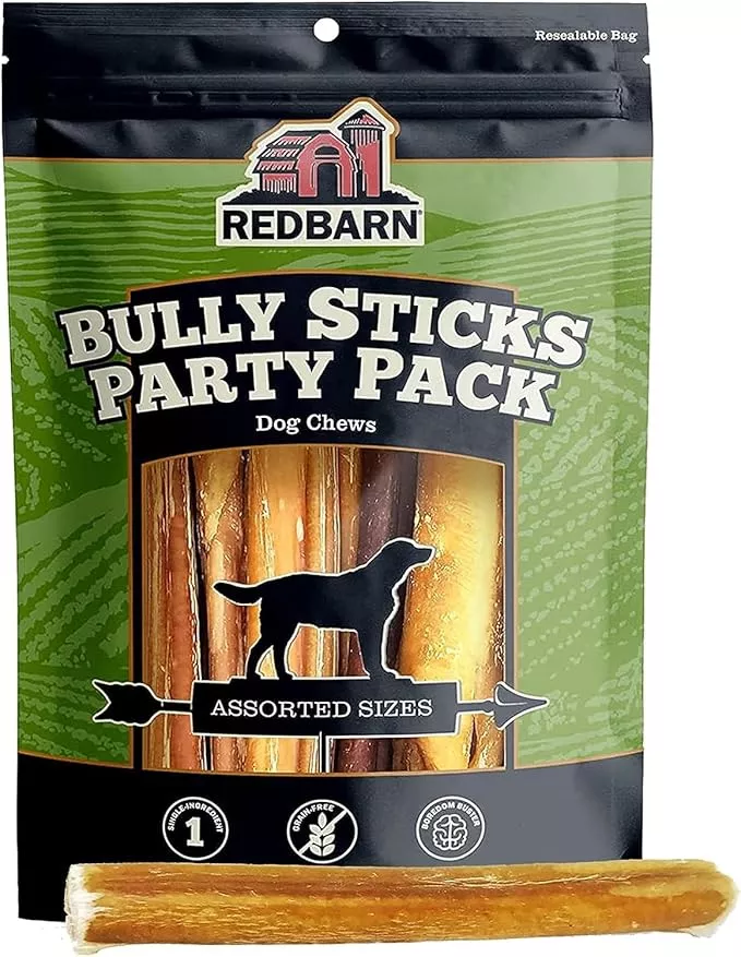 Redbarn Pet Products All Natural 5″-8″ Bully Sticks for Small & Large Dogs – Healthy Long Lasting Chews Variety Party Pack – 100% Beef Single Ingredient Low Odor Rawhide Free Dental Treats – 8 oz Bag