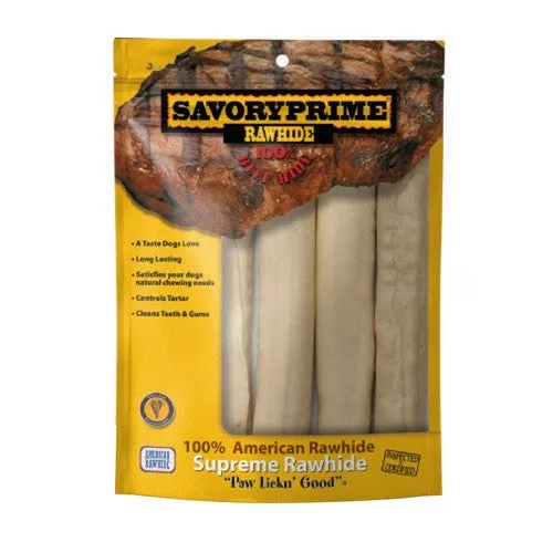 Savory Prime, Supreme Rawhide Retriever Roll Natural, 4 Count / 10 Inches (Log)