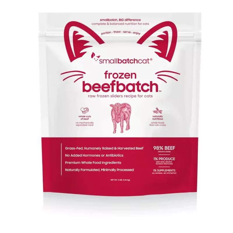 Smallbatch Frozen Raw Cat Food, Beefbatch Sliders