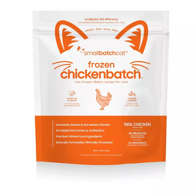 Smallbatch Frozen Raw Cat Food, Chickenbatch Sliders