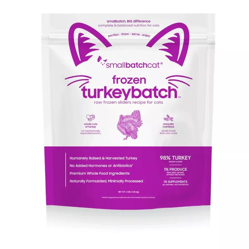Smallbatch Frozen Raw Cat Food, Turkeybatch Sliders