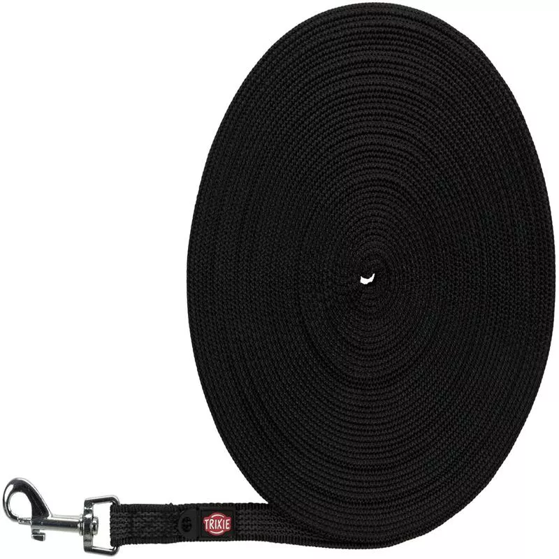 Trixie Tracking leash, rubberised, S??M: 15 m/15 mm, black