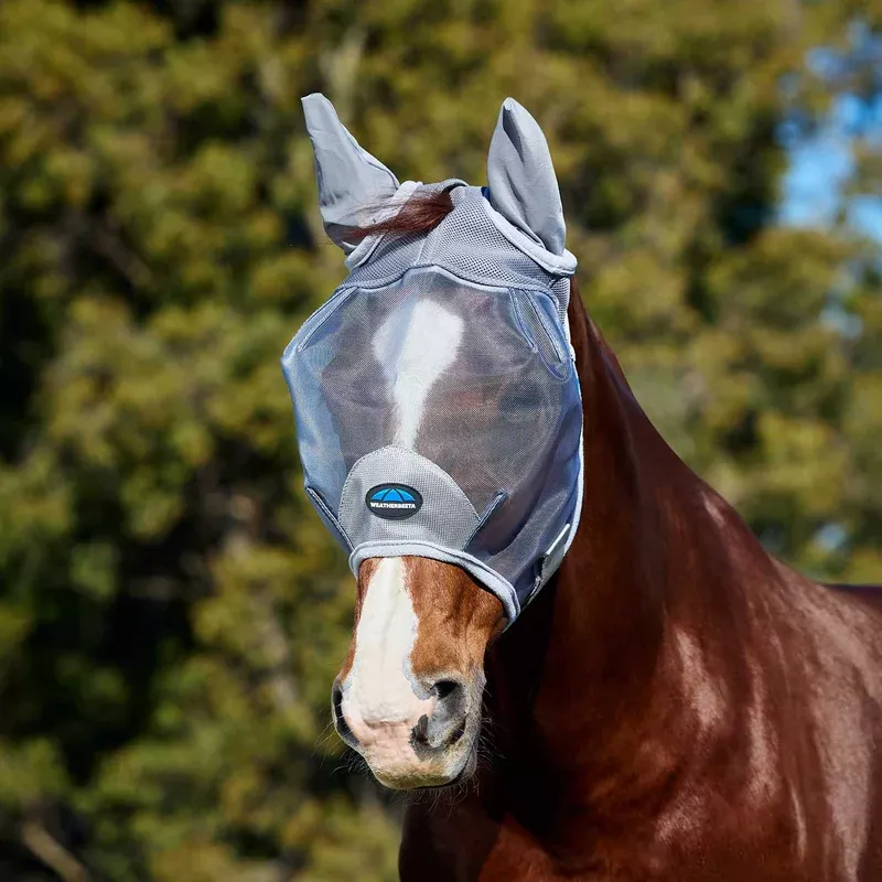 WeatherBeeta ComFITec Fine Mesh Fly Mask with Ears for Horses, Grey