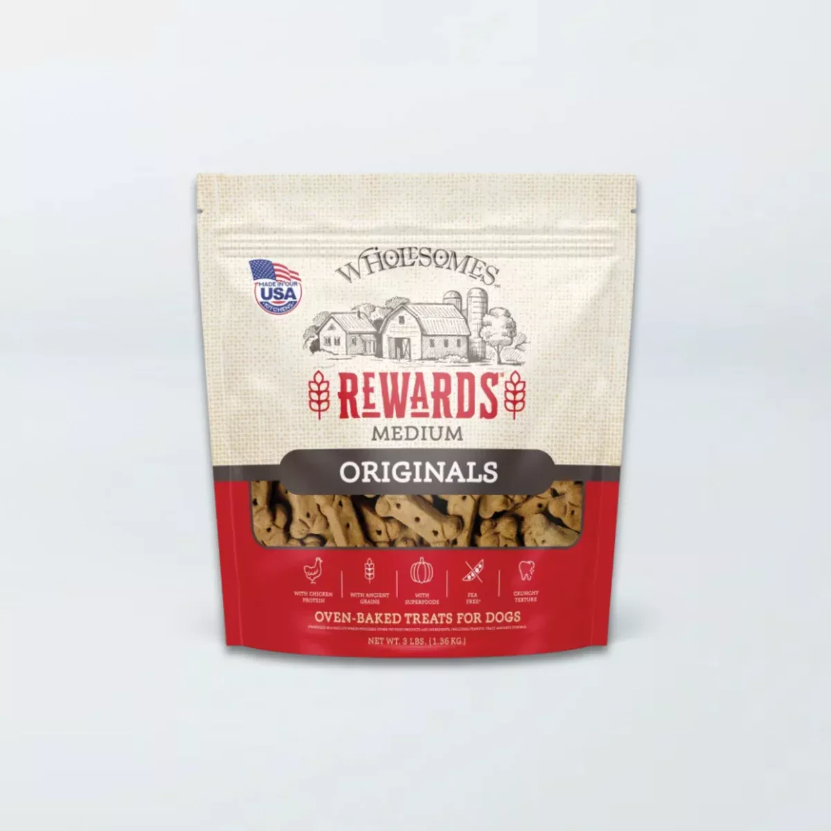 Wholesomes Rewards Biscuit Dog Treats - Original - Medium - 3lb Bag